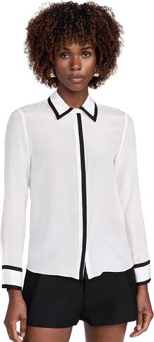 alice + olivia Women's Willa Placket Top with Piping Detail in Saudi Arabia