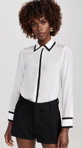 alice + olivia Women's Willa Placket Top with Piping Detail in Saudi Arabia