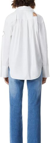 قمصان نسائية بأزرار سفلية وأكمام طويلة وبلوزات ذات ياقة من القطن الأبيض in Kuwait