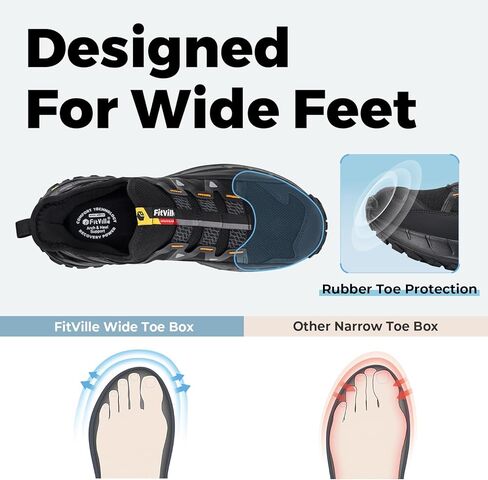 FitVille Extra Wide Sneakers for Men Slip-on Shoes for Men, Soft Comfortable Mens Wide Running Shoe, Slip Resistant Hiking Walking Shoes with Arch Support & Wide Toe Box in Kuwait