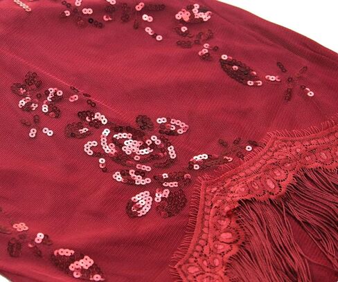 1920s Gatsby Sleeve Sequin Fringed Paisley 20s Costume Cocktail Flapper Dress w/ 20s Accessories Set in Kuwait