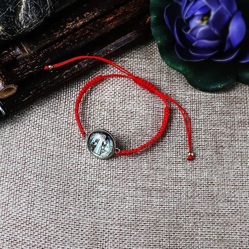 COLORFUL BLING Handmade Rosary Catholic Saints Jude, Jesus & Virgin Mary Holy Mary Red String Crystal Adjustable Bracelets Protection Good Luck Religious Prayer Jewelry in Saudi Arabia