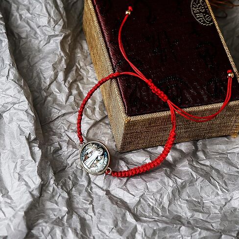 COLORFUL BLING Handmade Rosary Catholic Saints Jude, Jesus & Virgin Mary Holy Mary Red String Crystal Adjustable Bracelets Protection Good Luck Religious Prayer Jewelry in Saudi Arabia