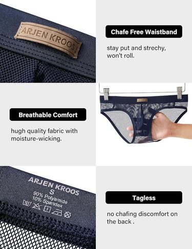 Arjen Kroos Men's Sexy Underwear See-through Sheer Briefs Mesh Pouch Lingerie Tagless Underpants in Kuwait