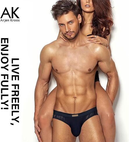 Arjen Kroos Men's Sexy Underwear See-through Sheer Briefs Mesh Pouch Lingerie Tagless Underpants in Kuwait