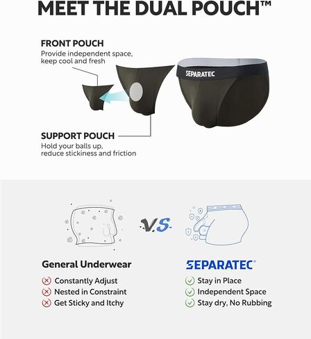 Separatec Mens Bikini Underwear Rayon made from Bamboo Dual Pouch Breathable Sexy Bulge Enhancing Briefs for Men 3 Pack in Kuwait
