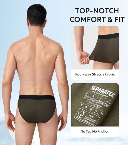 Separatec Mens Bikini Underwear Rayon made from Bamboo Dual Pouch Breathable Sexy Bulge Enhancing Briefs for Men 3 Pack in Kuwait