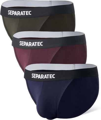 Separatec Mens Bikini Underwear Rayon made from Bamboo Dual Pouch Breathable Sexy Bulge Enhancing Briefs for Men 3 Pack in Kuwait
