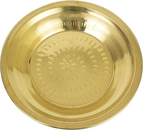 Traditional Handcrafted Brass Puja | Pooja Thali | Arati | Arathi | Arthi | Arti | Arathi | Bartan Thambulam Plate -Thambalam Thali- (9 Inch) in Saudi Arabia