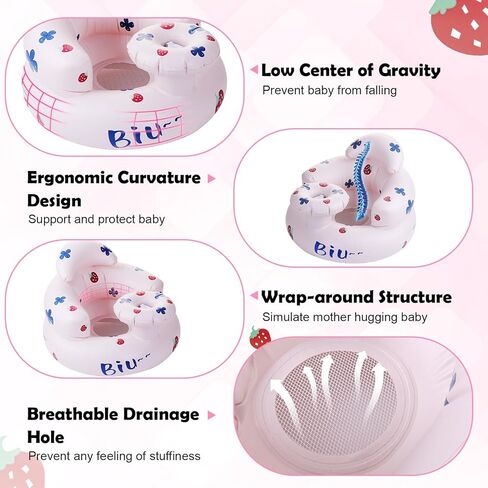 كرسي قابل للنفخ للأطفال - مقعد مدمج بمضخة هواء للأطفال الرضع من عمر 3 إلى 36 شهرًا، مقعد أرضي للأطفال للجلوس ودعم الظهر in Kuwait