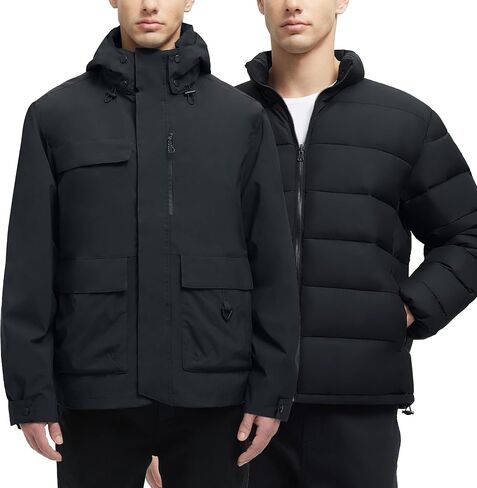 YGREYG Men's 3 in 1 Winter Coats Ski Jacket Winter Warm Snow Puffer Waterproof Outerwear Snowboarding Jackets in Saudi Arabia