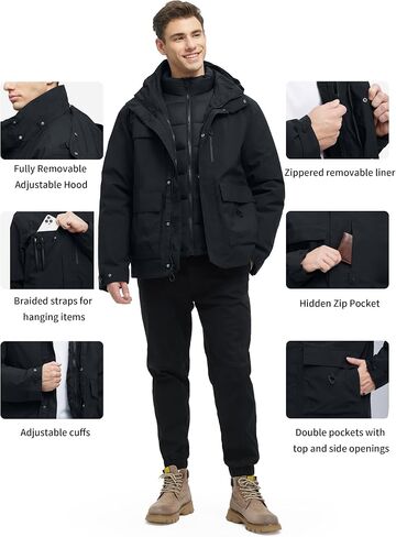YGREYG Men's 3 in 1 Winter Coats Ski Jacket Winter Warm Snow Puffer Waterproof Outerwear Snowboarding Jackets in Saudi Arabia