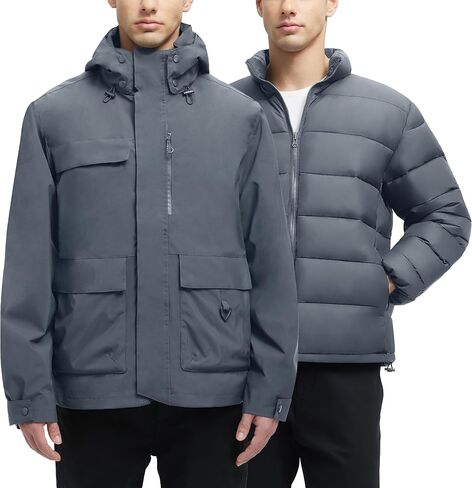 YGREYG Men's 3 in 1 Winter Coats Ski Jacket Winter Warm Snow Puffer Waterproof Outerwear Snowboarding Jackets in Saudi Arabia