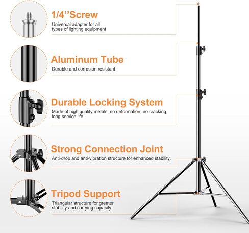 EMART 8.5ft Heavy Duty Light Stand with Spring Cushioned for Photography | Aluminum Alloy Construction Photo Video Studio Tripod with Carrying Bag for Lighting, Parabolic Softbox, Flash-2Pack in Saudi Arabia