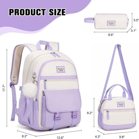 Bevalsa Backpacks for Girls, Laptop Backpack for Women, Girls Backpack with Lunch Bag & Pencil Pouch for Teens Girls Kids Elementary Middle High School College Student Bookbag Daypack (Khaki Beige) in Saudi Arabia