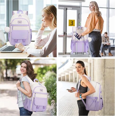 Bevalsa Backpacks for Girls, Laptop Backpack for Women, Girls Backpack with Lunch Bag & Pencil Pouch for Teens Girls Kids Elementary Middle High School College Student Bookbag Daypack (Khaki Beige) in Saudi Arabia