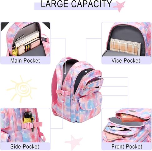 Girls Backpack with Lunch Box for Elementary School & Middle School,17 Inch Purple Lightweight School Backpack with Lunch Bags Set for Girls in Saudi Arabia