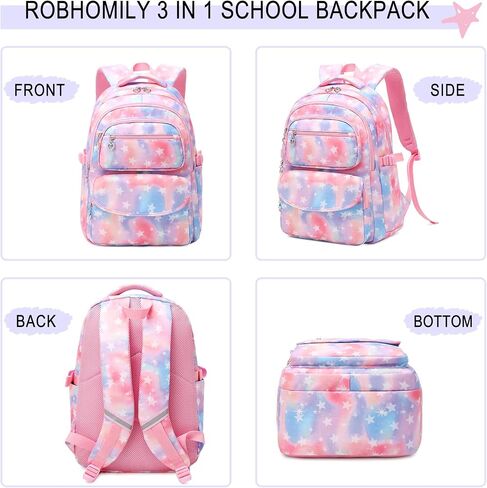 Girls Backpack with Lunch Box for Elementary School & Middle School,17 Inch Purple Lightweight School Backpack with Lunch Bags Set for Girls in Saudi Arabia