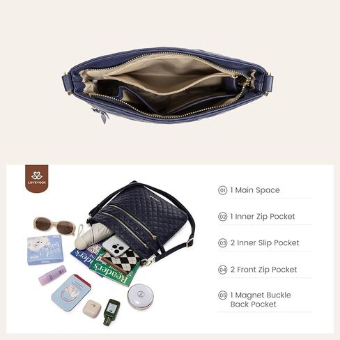 LOVEVOOK Crossbody Purses for Women, Multi Pocket Casual Crossbody Bag, Medium Shoulder Bag Vegan Leather Handbags in Saudi Arabia