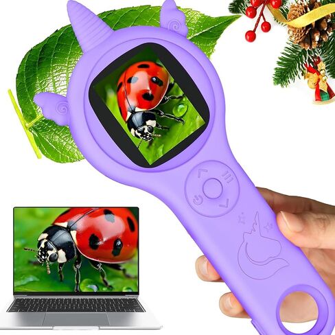 Microscope for Kids, 4X Handheld Kids Microscope with 8 Adjustable LED Lights, 2'' LCD Screen Mini Portable Microscope for Kids 6-12 Girls&Boys, Back to School Supplies&Christmas Birthday Gifts（pink） in Saudi Arabia
