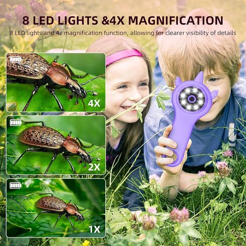 Microscope for Kids, 4X Handheld Kids Microscope with 8 Adjustable LED Lights, 2'' LCD Screen Mini Portable Microscope for Kids 6-12 Girls&Boys, Back to School Supplies&Christmas Birthday Gifts（pink） in Saudi Arabia