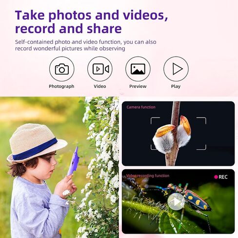 Microscope for Kids, 4X Handheld Kids Microscope with 8 Adjustable LED Lights, 2'' LCD Screen Mini Portable Microscope for Kids 6-12 Girls&Boys, Back to School Supplies&Christmas Birthday Gifts（pink） in Saudi Arabia