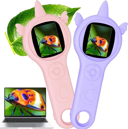 Microscope for Kids, 4X Handheld Kids Microscope with 8 Adjustable LED Lights, 2'' LCD Screen Mini Portable Microscope for Kids 6-12 Girls&Boys, Back to School Supplies&Christmas Birthday Gifts（pink） in Saudi Arabia