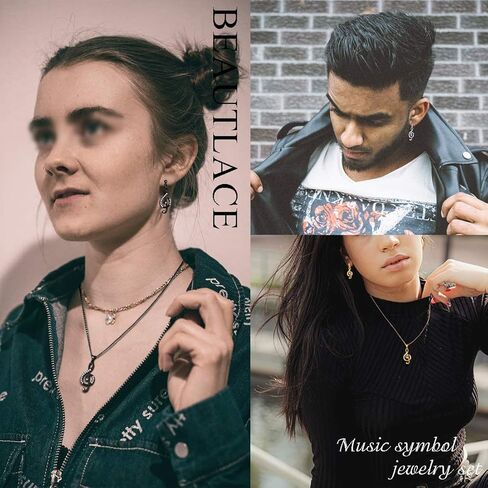 beautlace Women's Musical Note Necklace Silver/18K Gold Black Gun Plated Treble Clef Music Note Jewelry Gifts for Music Lover in Kuwait