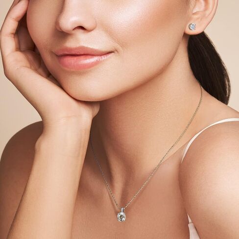 3-4 Ct CZ 925 Sterling Silver Necklace and Earring Sets for Women, Bridesmaid Jewelry Set, Bridal Jewelry Necklace Earrings Set, Silver or Gold Cubic Zirconia Necklace and Earring Set in Saudi Arabia