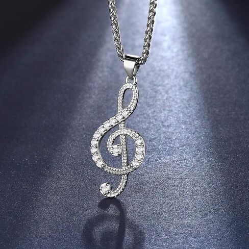 beautlace Women's Musical Note Necklace Silver/18K Gold Black Gun Plated Treble Clef Music Note Jewelry Gifts for Music Lover in Kuwait