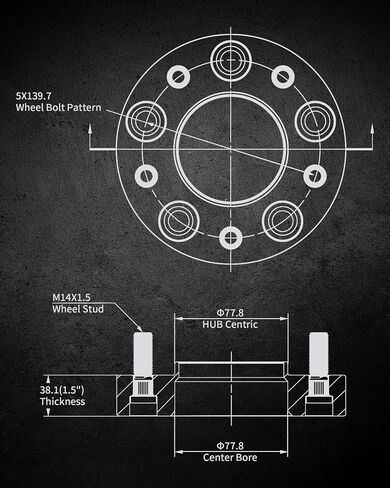 فواصل عجلات EVIL ENERGY 5x5.5 مقاس 2 بوصة متوافقة مع Ram 1500 2012-2018، 5x139.7 ملم محور مركزي مع شفة 5 عروات 77.8 ملم محور تتحمل M14x1.5 ترصيع أسود in Saudi Arabia