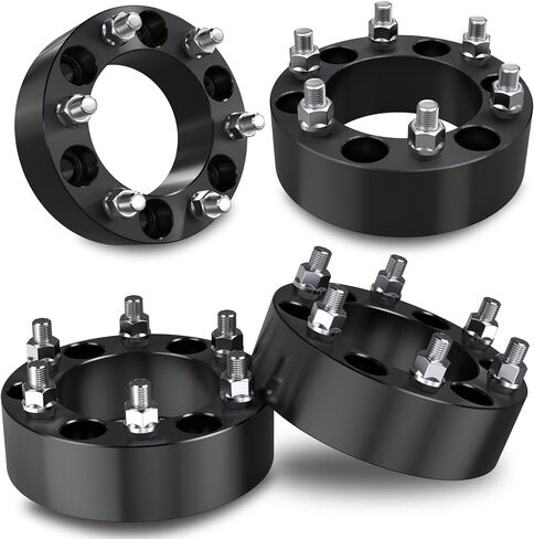 6x5.5 Wheel Spacers 6x139.7mm, 6 Lugs, M14 x 1.5" Studs, 2" Thickness, 108mm Hub Bore Compatible with Escalade Chevy Silverado 1500 Tahoe Avalanche Suburban GMC Sierra 1500 4PCS(Black) in Saudi Arabia