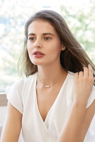 Three Pearl Bar Choker Necklace Stainless steel 3 Pearl Bead Necklace Jewelry for Women(Gold, Rose Gold, Silver) in Kuwait