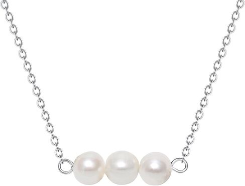 Three Pearl Bar Choker Necklace Stainless steel 3 Pearl Bead Necklace Jewelry for Women(Gold, Rose Gold, Silver) in Kuwait