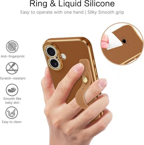 جراب VENINGO iPhone 16، جراب هاتف iPhone 16، مصنوع من مادة TPU الناعمة ذات المقاس النحيف مع مسند معصم قابل للتعديل ومقاوم للخدش وغير قابل للانزلاق وغطاء واقٍ مقاوم للصدمات لهاتف Apple iPhone 16 6.1 بوصة 2024، أخضر ماتشا in Kuwait