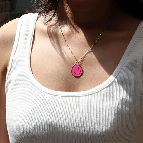 Colorful Smile Pendant Necklace, Christmas Smile Gifts,14K Gold Plated Chain Necklace Preppy Jewelry Trendy Necklace for Women in Saudi Arabia