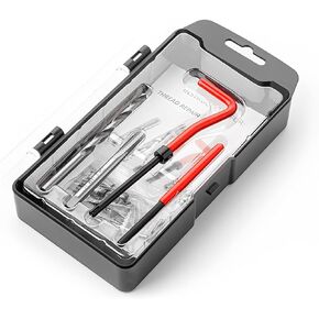 Helicoil Thread Repair Kit, Metric and SAE Repair Tools with HSS Drill Bit and Thread Inserts, Auto Repairing Tool for Damaged Thread M6 x 1.0mm Size, Universal Car Accessories
