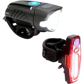NiteRider Swift 300 Front Bike Light Sabre 110 Rear Bike Light Combo Pack- USB Rechargeable Bicycle Headlight LED Front Light Easy to Install Water Resistant Road Commuting Cycling Safety Flashlight