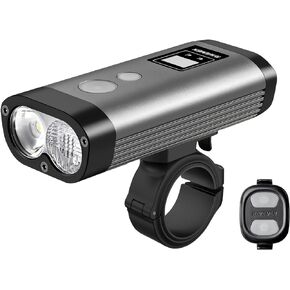 RAVEMEN PR2000 Bike Light for Night Riding Mountain Biking, 2000 Lumens Rechargeable Bike Headlight with LED Display, Wireless Remote, Anti-Glare Beam, IPX8 Waterproof