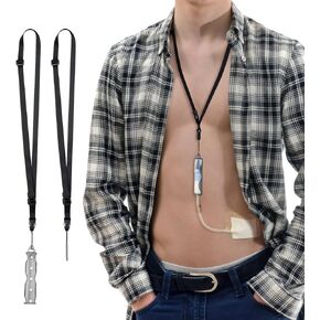 iGuerburn PD Catheter Holder for Baxter, Peritoneal Dialysis Catheter Showering Support with 2 PCS Adjustable Necklace Lanyard, PD Transfer Set Accessories for Men/Women - Black