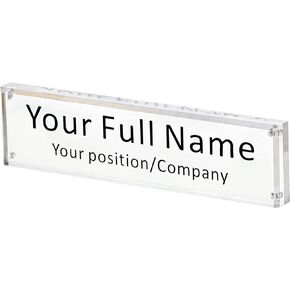 IEEK Acrylic Desk Name Plate for Office,Clear Acrylic Block Nameplate Double Sided Desk Name Plate Holder Business Desk Sign Holder, DIY Your Personalized Name for Desk,2.5x10 Inch