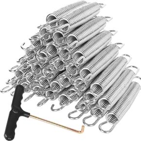 40Pcs 5-1/2" Trampoline Spring Replacement, Stainless Steel Replacement Spring for Trampoline, High Tensile Silver Wire Springs Set with Durable T Hook Fit Skywalker JumpKing Upperbounce Skybound