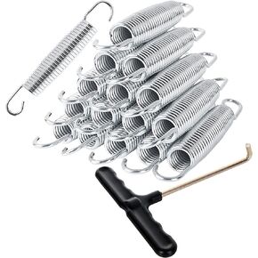 12PCS 6.5" Trampoline Springs, Heavy Duty Galvanized Steel Replacement Trampoline, High Tensile Wire Trampoline Springs Set with Durable T Hook Fit for Skywalker JumpKing Upperbounce Skybound