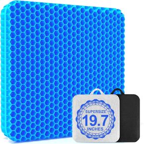 19.7＂ Gel Seat Cushion, Super Large & Thick Office Chair Cushion for Long Sitting - Back Hip Tailbone Pain Relief Cushion, Egg Seat Cushion Desk Chair Pads for Cars Wheelchair - Fits up to 550 lbs