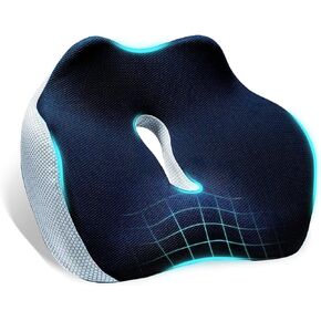 Large Memory Seat Cushion for Desk Chair, Non-Slip 3D Office Chair Cushions for Pressure Relief Sciatica & Tailbone Back Pain Relief,Ergonomic Pillow Memory Foam Coccyx Pad for Office Home Car (black)