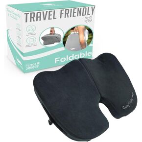 Cushy Tushy Premium Foldable Travel Seat Cushion - for Relief of Lower Back, Sciatic, Butt and Tailbone Pain - for Home & Office Use, Perfect for Travel or Driving - Coccyx Seat Cushion
