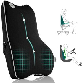 Newgam Lumbar Support Pillow,Pure Memory Foam Back Cushion Orthopedic Backrest with Breathable 3D Mesh for Car Seat,Office Chair,Computer Chair,Wheelchair and Recliner.Ergonomic Design (Grey Edge)