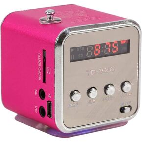 Yoidesu TD-V26 Portable Mini Speaker Music Player FM Radio Battery Powered Mini Digital Display Screen Speaker Music Player for Computer&Cell Phone Support TF Card and U Disk ()