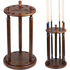 Collapsar Revolving Pool Stick Holder - 100% Solid Wood Billiard Pool Cue Rack Floor Stand - Holds 9 Pool Cue Sticks (Black)