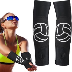 Volleyball Arm Sleeves Passing Hitting Forearm Sleeves with Protection Pads and Thumb Hole Padded Volleyball Sleeves
